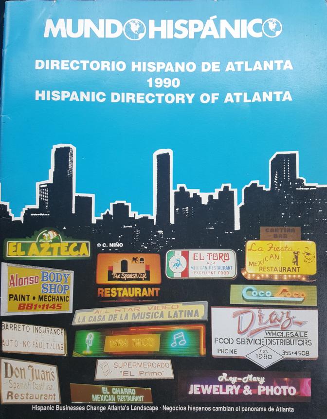 a picture of the cover of one of Atlanta's first Latinx directories