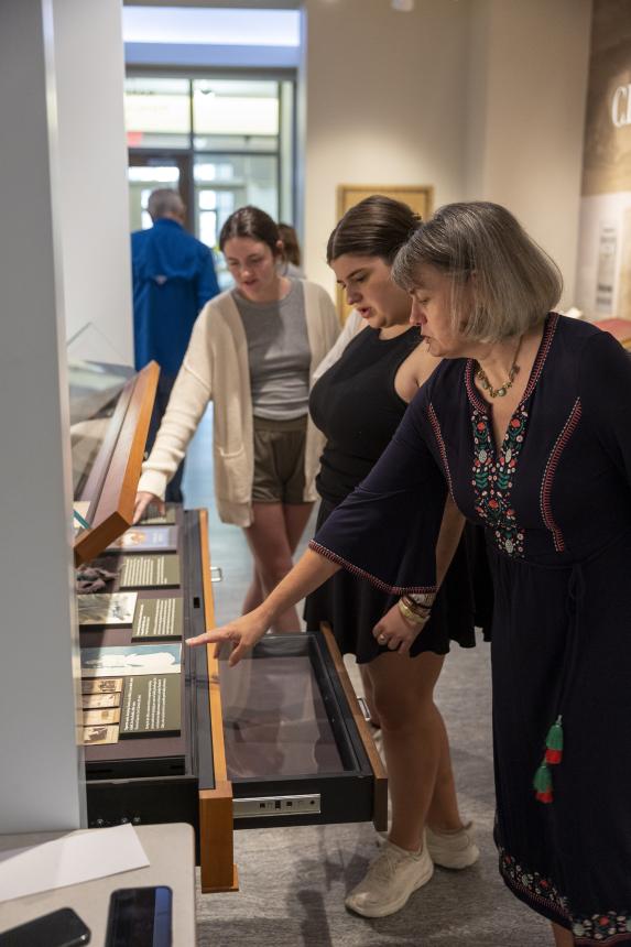 Students working with exhibits