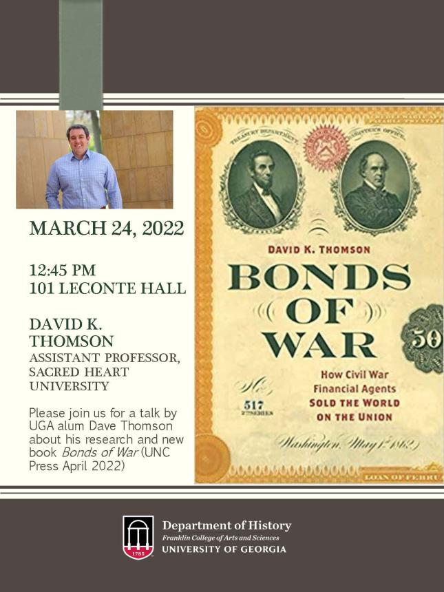 flyer for Dave Thomson Book talk on "Bonds of War"