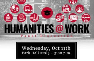 Flier for Humanities at Work career panel Oct. 11
