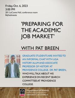 flyer for history grad career chat with Pat Breen