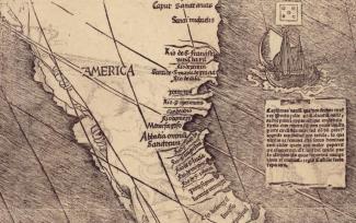 Library o fCongress early map showing first use of the term 'America' on a map