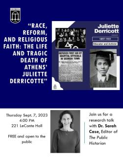 flier for talk by Sarah Case, 4pm Thursday Sept 7. 221 leConte Hall