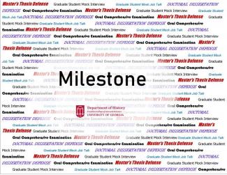 Graduate students word art "Milestones"