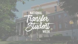 National Transfer Week title on a photo of LeConte Hall, at UGA