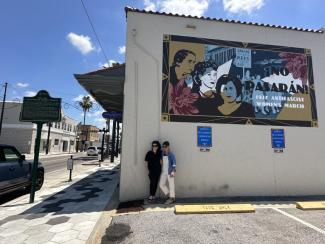 photo on the street of Cecilia Márquez and Sarah McNamara