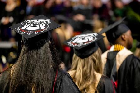 photo of UGA grads in cap and gowns
