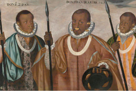 “The Three Mulattoes of Esmereldas” (1599) is one of the works in “Revealing the African Presence in Renaissance Europe," at the Walters Art Museum in Baltimore.Credit...Museo Nacional del Prado, Madrid