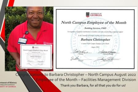 photo of Barbara Christopher with award certificate