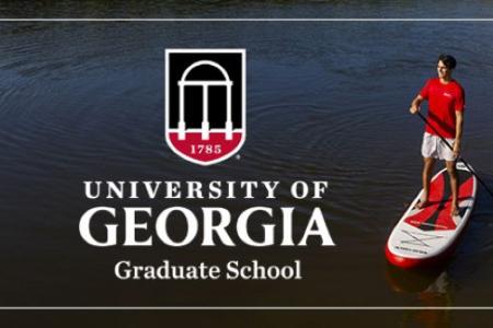 UGA Graduate School title with image of paddler on lake