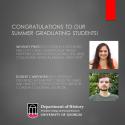 congratulation to our summer graduates, Whitney Priest (PhD) and Robert Carpenter (MA)