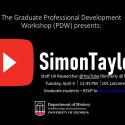flyer for April 4 career talk with Simon Taylor