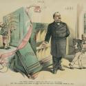 color drawing of Pres. Harrison from news